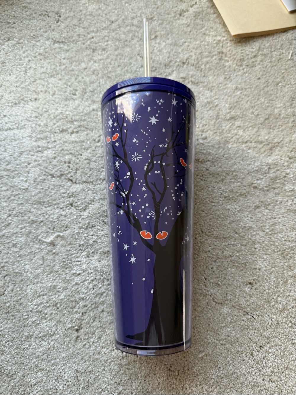 NEW Starbucks 2022 Halloween Purple Preying Eyes Glow in Dark 24oz Venti Tumbler